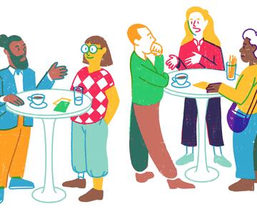Illustration zu Gesprächssituation während der Fachtagung